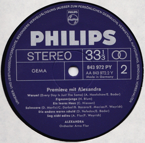 Alexandra (7) : Premiere Mit Alexandra (LP, Album)