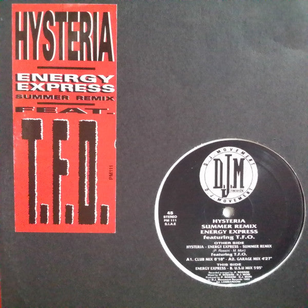 Hysteria (7) : Energy Express (Summer Remix) (12")