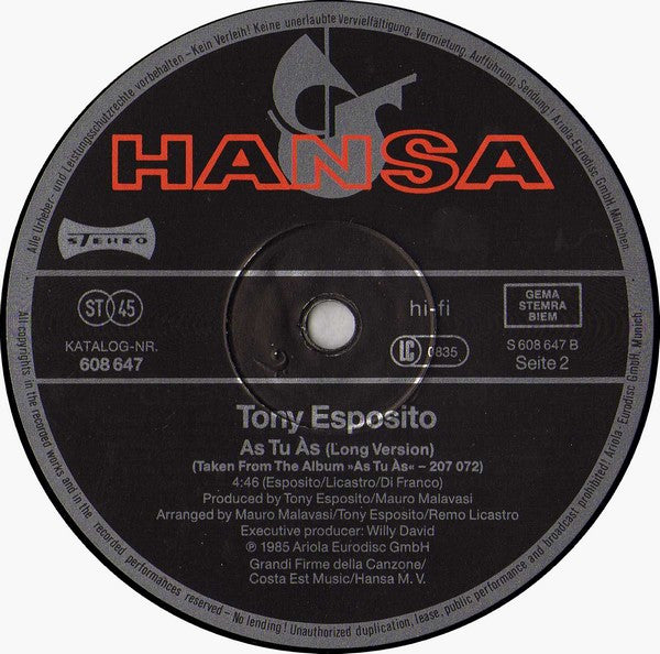 Tony Esposito : Papa Chico (12")
