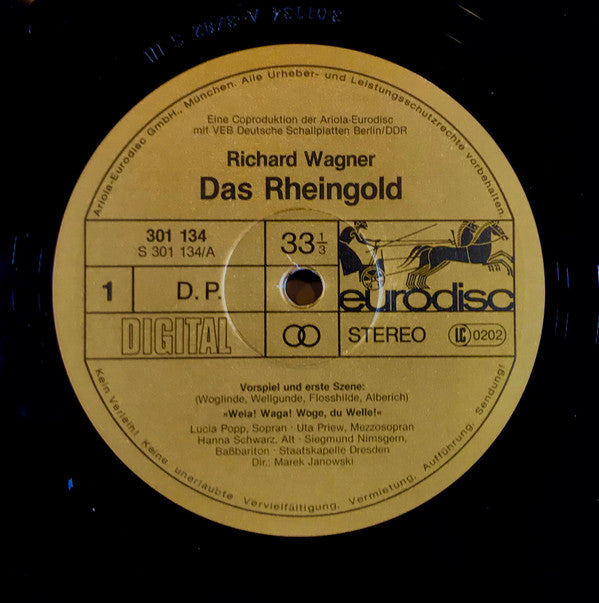 Richard Wagner - Theo Adam, Siegmund Nimsgern, Peter Schreier, Roland Bracht, Matti Salminen (2), Christian Vogel (3), Eberhard Büchner, Karl-Heinz Stryczek, Yvonne Minton, Lucia Popp, Uta Priew, Hanna Schwarz, Marita Napier, Ortrun Wenkel, Staatskapelle  : Das Rheingold (3xLP, Dig + Box)