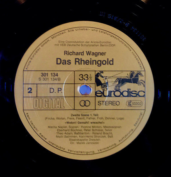 Richard Wagner - Theo Adam, Siegmund Nimsgern, Peter Schreier, Roland Bracht, Matti Salminen (2), Christian Vogel (3), Eberhard Büchner, Karl-Heinz Stryczek, Yvonne Minton, Lucia Popp, Uta Priew, Hanna Schwarz, Marita Napier, Ortrun Wenkel, Staatskapelle  : Das Rheingold (3xLP, Dig + Box)