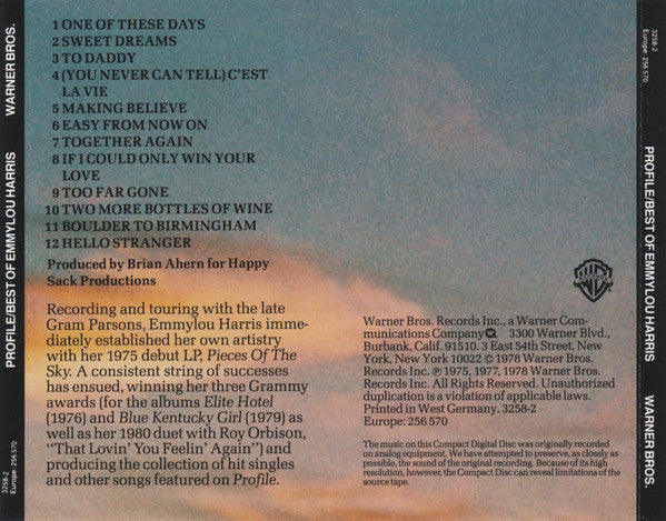 Emmylou Harris : Profile/Best Of Emmylou Harris (CD, Comp, RE, Tar)
