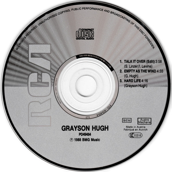 Grayson Hugh : Talk It Over (CD, Single)