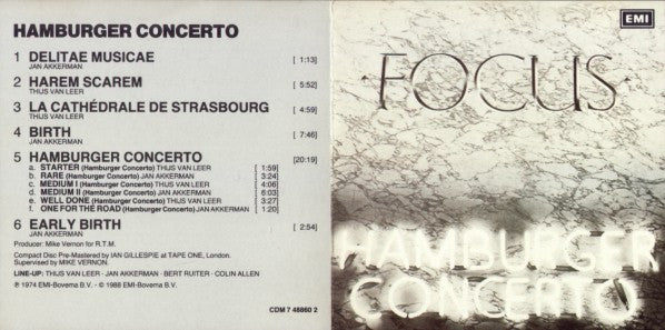 Focus (2) : Hamburger Concerto (CD, Album, RE)
