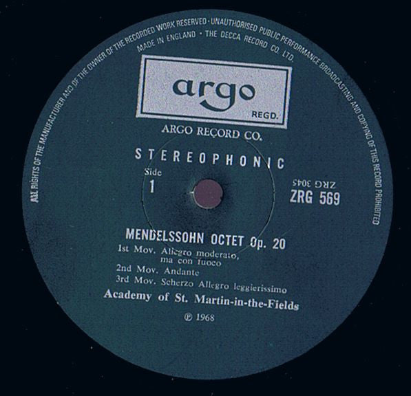 Felix Mendelssohn-Bartholdy, Luigi Boccherini, The Academy Of St. Martin-in-the-Fields : Octet Op. 20 · Quintet In C Major Op. 37 No.7 (LP, RP)