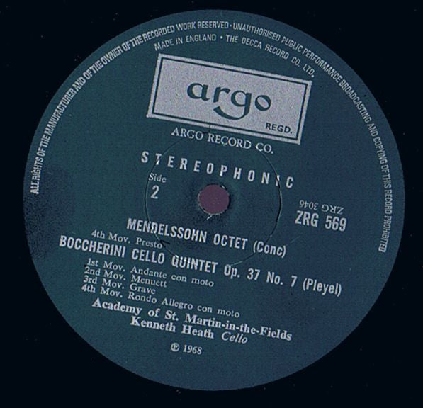 Felix Mendelssohn-Bartholdy, Luigi Boccherini, The Academy Of St. Martin-in-the-Fields : Octet Op. 20 · Quintet In C Major Op. 37 No.7 (LP, RP)