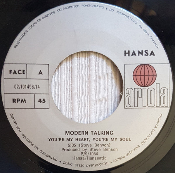 Modern Talking : You're My Heart, You're My Soul (7", Single)