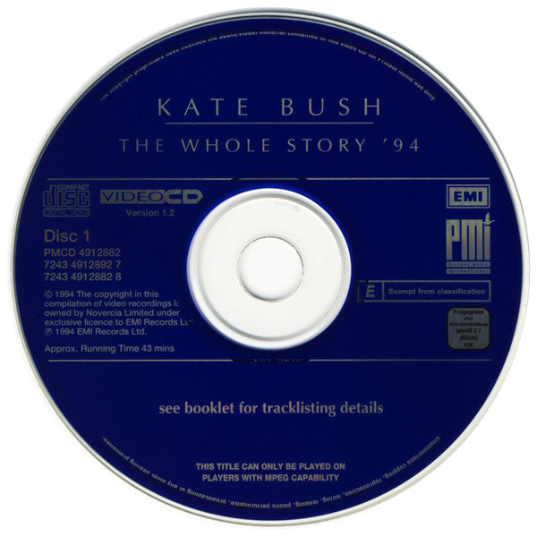 Kate Bush : The Whole Story '94 (2xVCD, Comp, RE, RM, NTSC, PAL, SECAM, Ver)