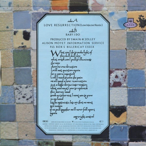 Alison Moyet : Love Resurrection (Love Injected Remix) (12")