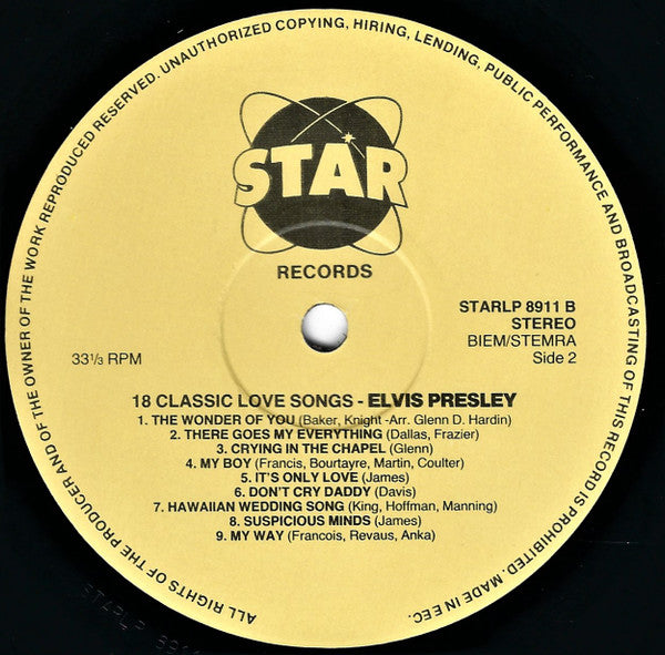Elvis Presley : 18 Classic Love Songs (LP, Comp)