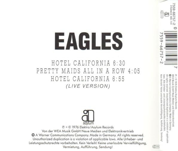 Eagles : Hotel California (CD, Single)