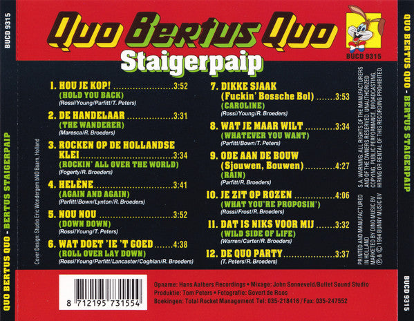 Bertus Staigerpaip : Quo Bertus Quo (CD, Album)