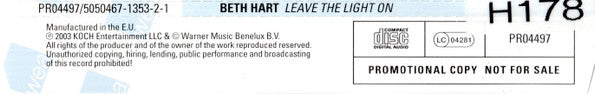 Beth Hart : Leave The Light On (CD, Album, Promo)
