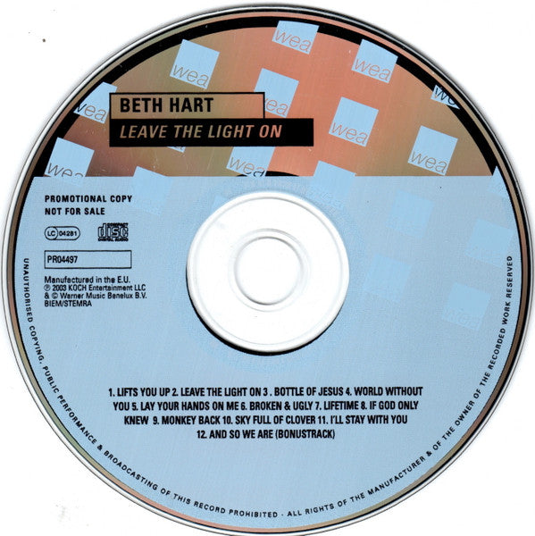 Beth Hart : Leave The Light On (CD, Album, Promo)