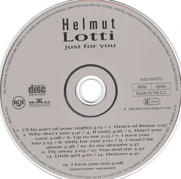 Helmut Lotti : Just For You (CD, Album)
