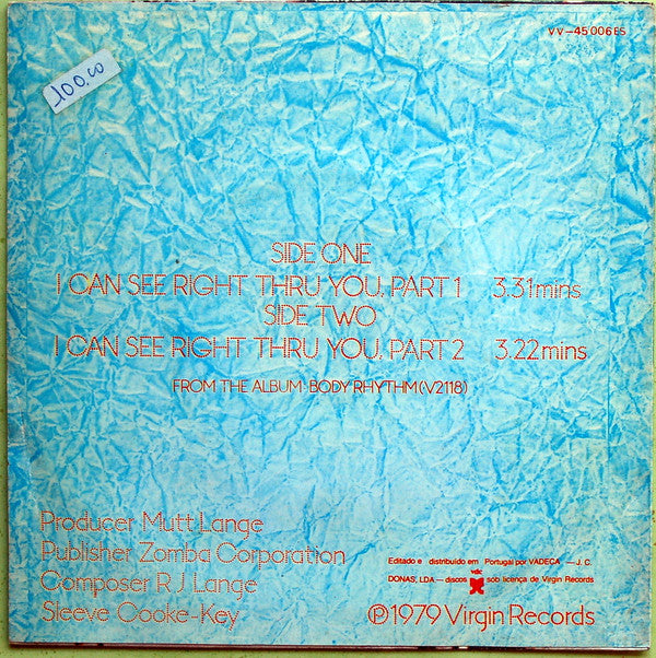 Supercharge (2) : I Can See Right Thru You (7")