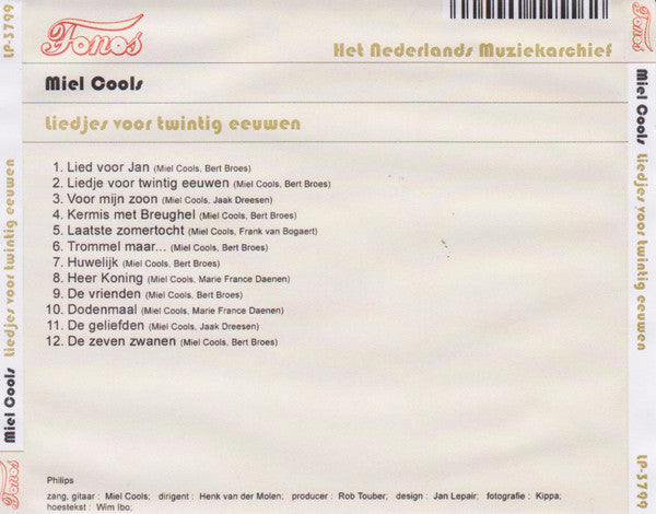 Miel Cools : Liedjes Voor Twintig Eeuwen (CDr, Album)