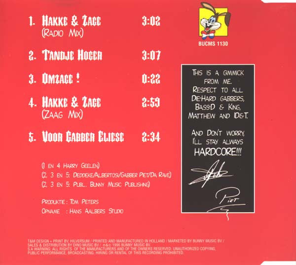 Gabber Piet : Hakke & Zage (CD, Maxi)