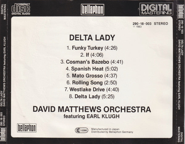 David Matthews Orchestra Feat. Earl Klugh : Delta Lady (CD, Album, RE)
