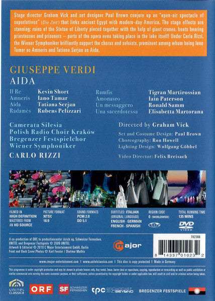 Iano Tamar, Tatiana Serjan, Rubens Pelizzari, Iain Patterson, Wiener Symphoniker, Carlo Rizzi, Kevin Short (5), Tigran Martirosyan, Ronald Samm, Elisabetta Martorana : Verdi Aida Bregenzer Festspiele (DVD-V)
