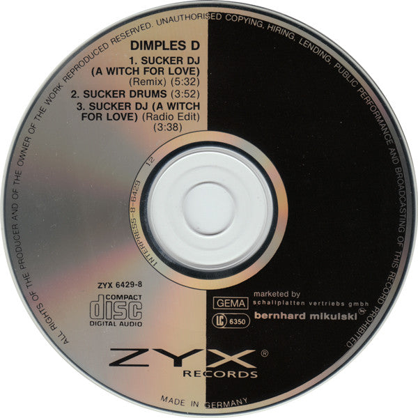 Dimples D : Sucker DJ (A Witch For Love) (CD, Maxi, Car)