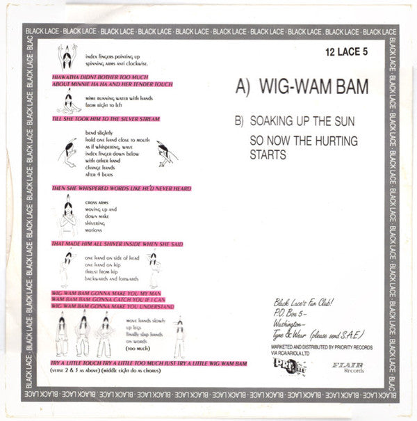 Black Lace : Wig-Wam Bam / Soaking Up The Sun / So Now The Hurting Starts (12")