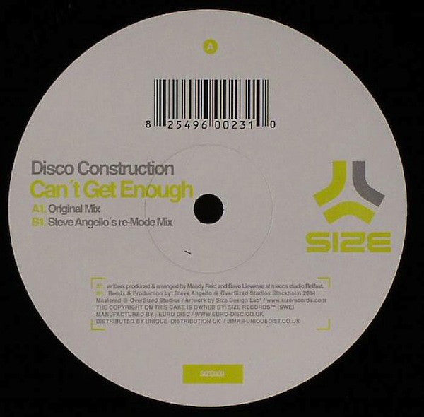 Disco Construction : Can't Get Enough (12")