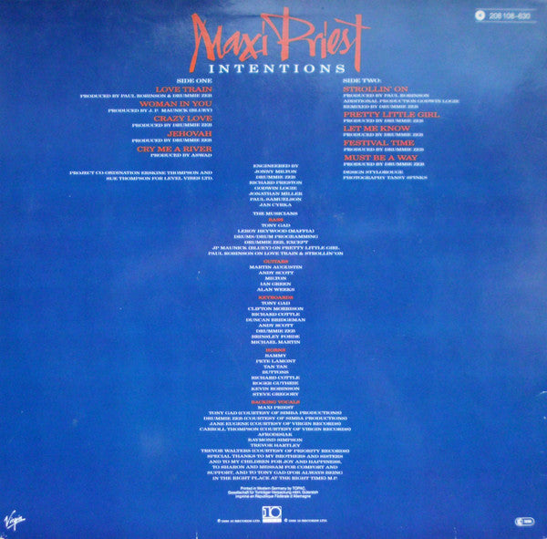 Maxi Priest : Intentions (LP, Album)