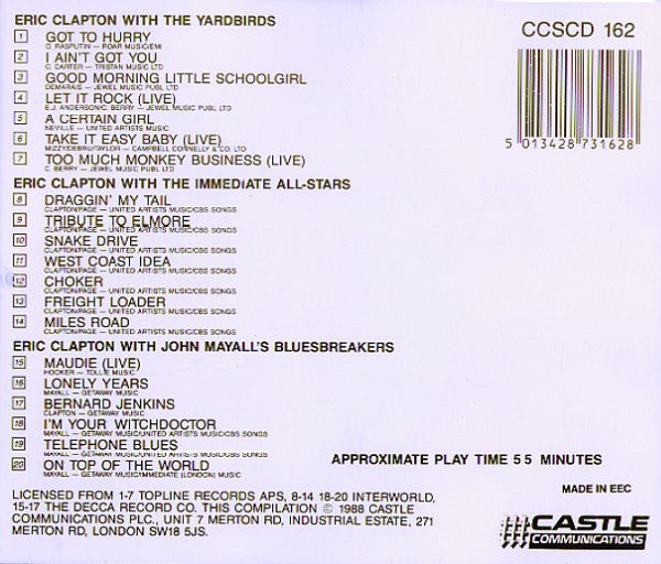 Eric Clapton Featured With The Yardbirds, Jimmy Page And John Mayall & The Bluesbreakers : The Early Clapton Collection (CD, Comp)
