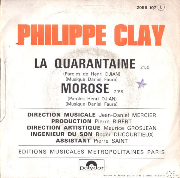 Philippe Clay : La Quarantaine (7", Single)