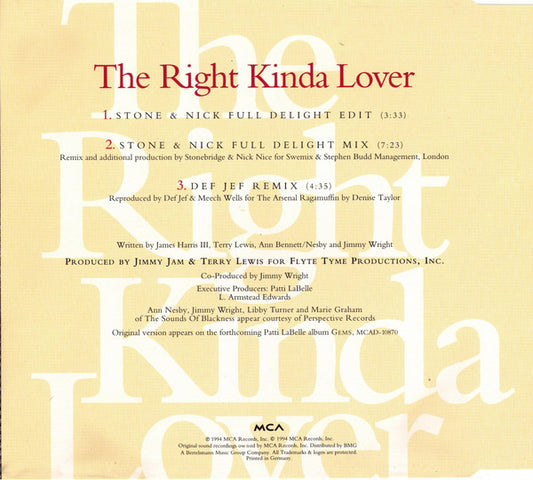 Patti LaBelle : The Right Kinda Lover (CD, Maxi)