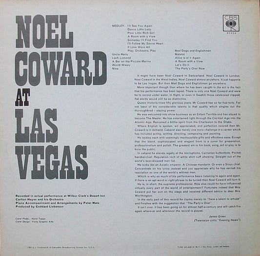 Noël Coward : At Las Vegas (LP, Mono)