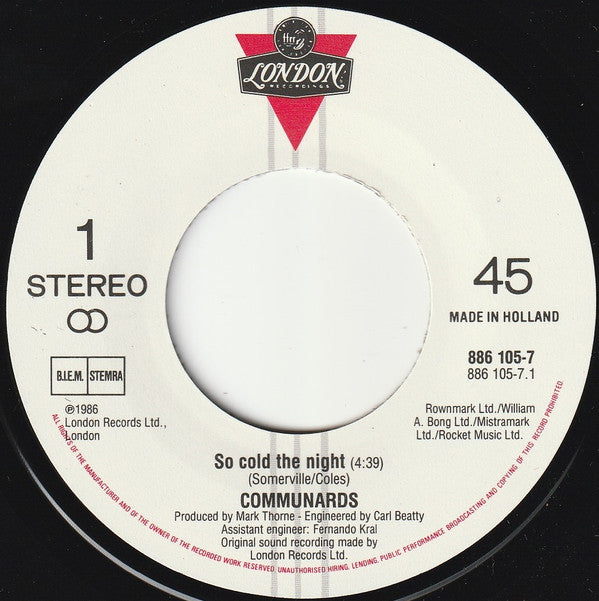 The Communards : So Cold The Night (7", Single)