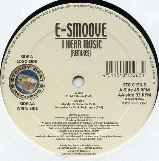 E-Smoove : I Hear Music (Remixes) (12")