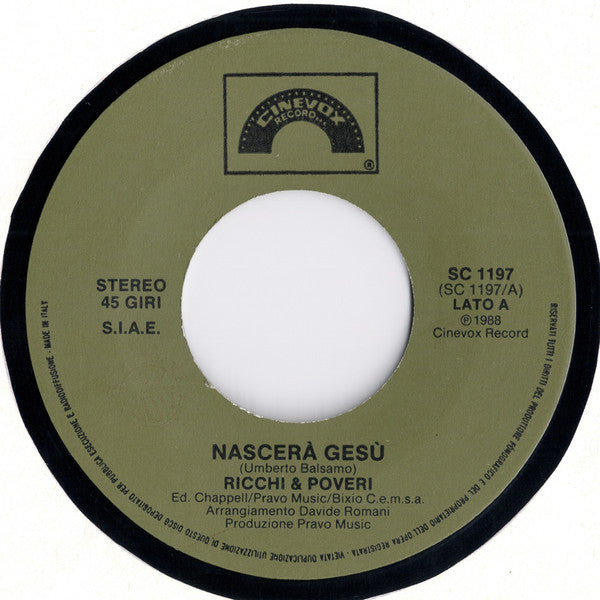 Ricchi E Poveri : Nascerà Gesù (7")