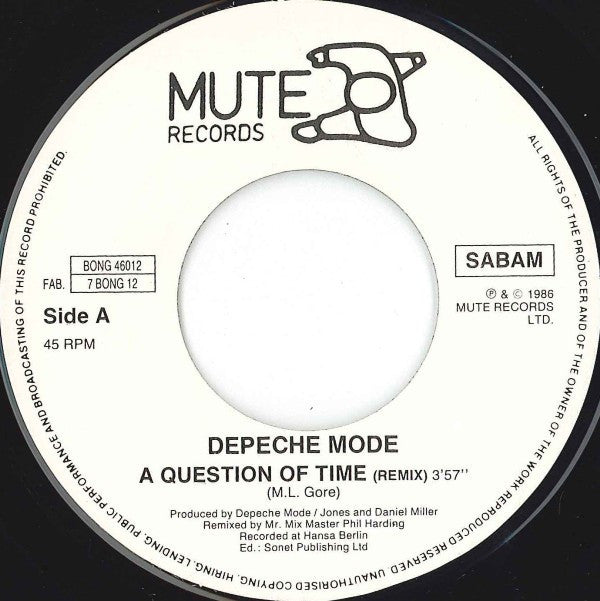 Depeche Mode : A Question Of Time (Remix) (7", Single)