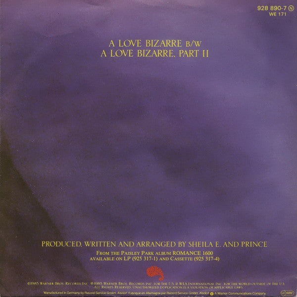 Sheila E. : A Love Bizarre (7", Single, Ora)