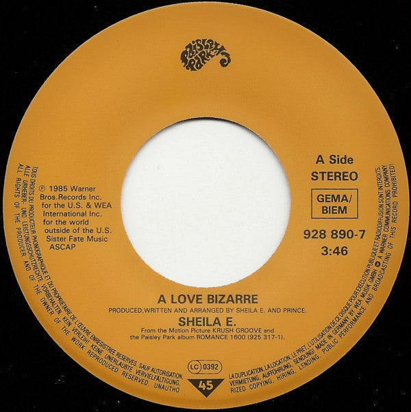 Sheila E. : A Love Bizarre (7", Single, Ora)
