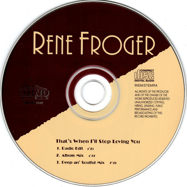 René Froger feat. Anita Doth : That's When I'll Stop Loving You (CD, Maxi)