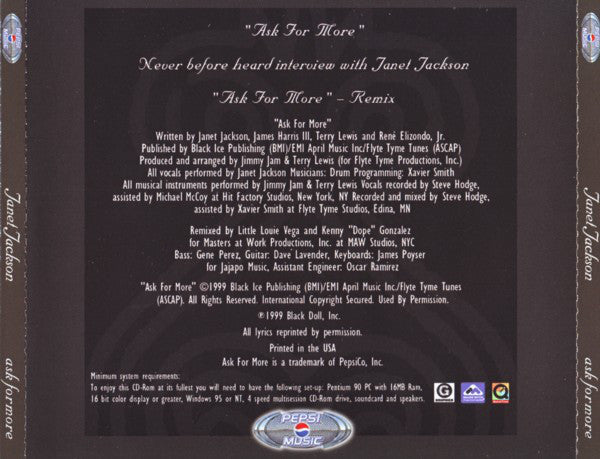 Janet Jackson : Ask For More (CD, Single, Enh, Promo)