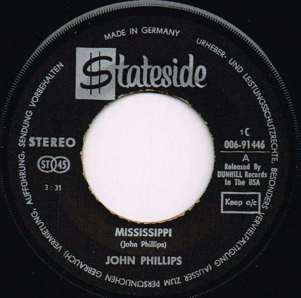 John Phillips : Mississippi / April Anne (7", Single)
