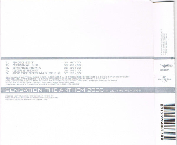 Sensation (2) : The Anthem 2003 (The Remixes) (CD, Maxi)