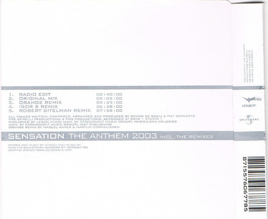 Sensation (2) : The Anthem 2003 (The Remixes) (CD, Maxi)