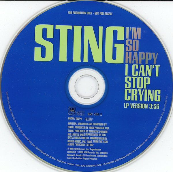 Sting : I'm So Happy I Can't Stop Crying (CD, Single, Promo)