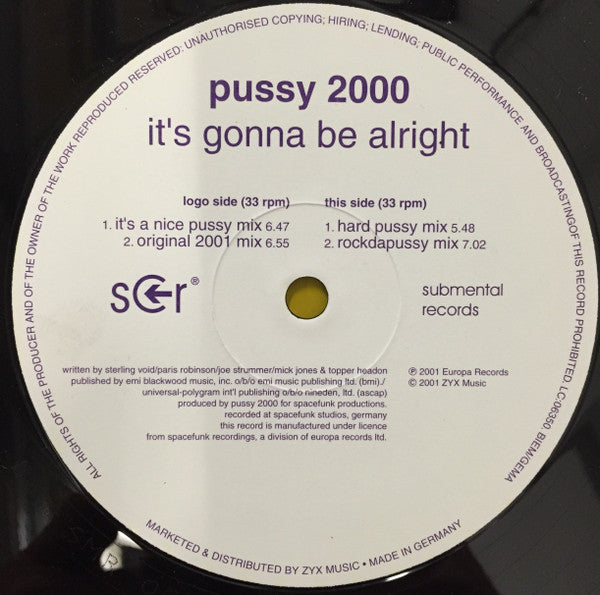 Pussy 2000 : It's Gonna Be Alright (12")