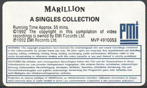 Marillion : 1982-1992 - A Singles Collection (VHS, PAL)