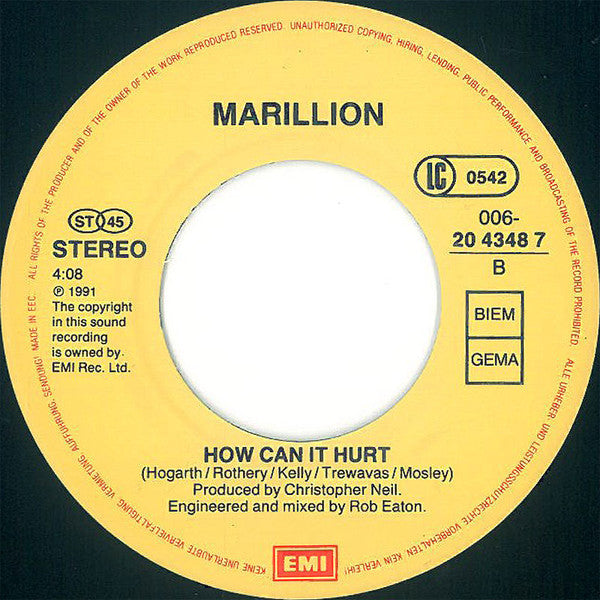 Marillion : Cover My Eyes (Pain And Heaven) (7", Single)
