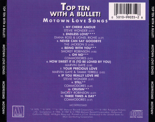 Various : Motown Love Songs - Top Ten With A Bullet (CD, Comp)