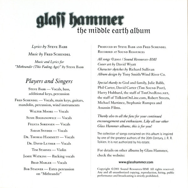 Glass Hammer : The Middle Earth Album (CD, Album)