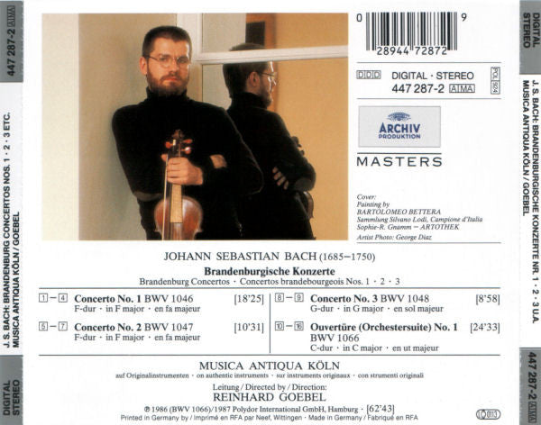 Johann Sebastian Bach - Musica Antiqua Köln, Reinhard Goebel : Brandenburgische Konzerte 1 • 2 • 3 (CD, Album, RE, RM)